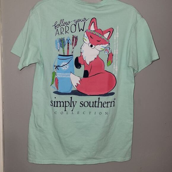 Simply Southern T Shirt Size Medium Green Lightweight Cotton Follow Your Arrow - Picture 1 of 8